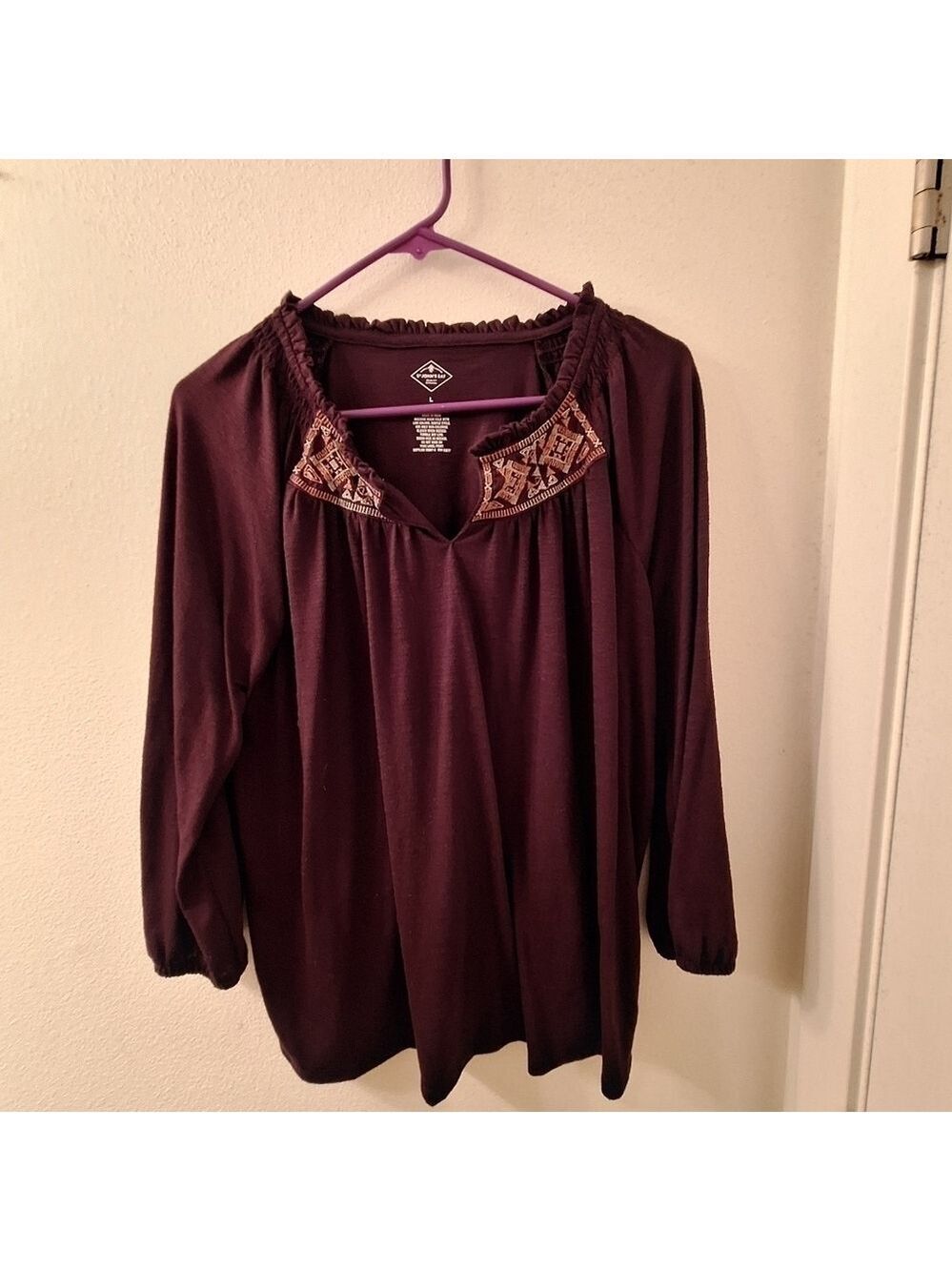 St Johns Bay Burgundy Peasant T-Shirt Top